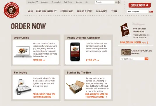 Chipotle Menu Online Orders
