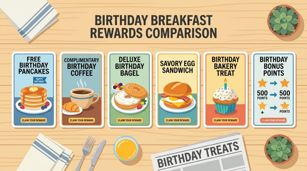 comparison of birthday breakfast rewards and free food offers