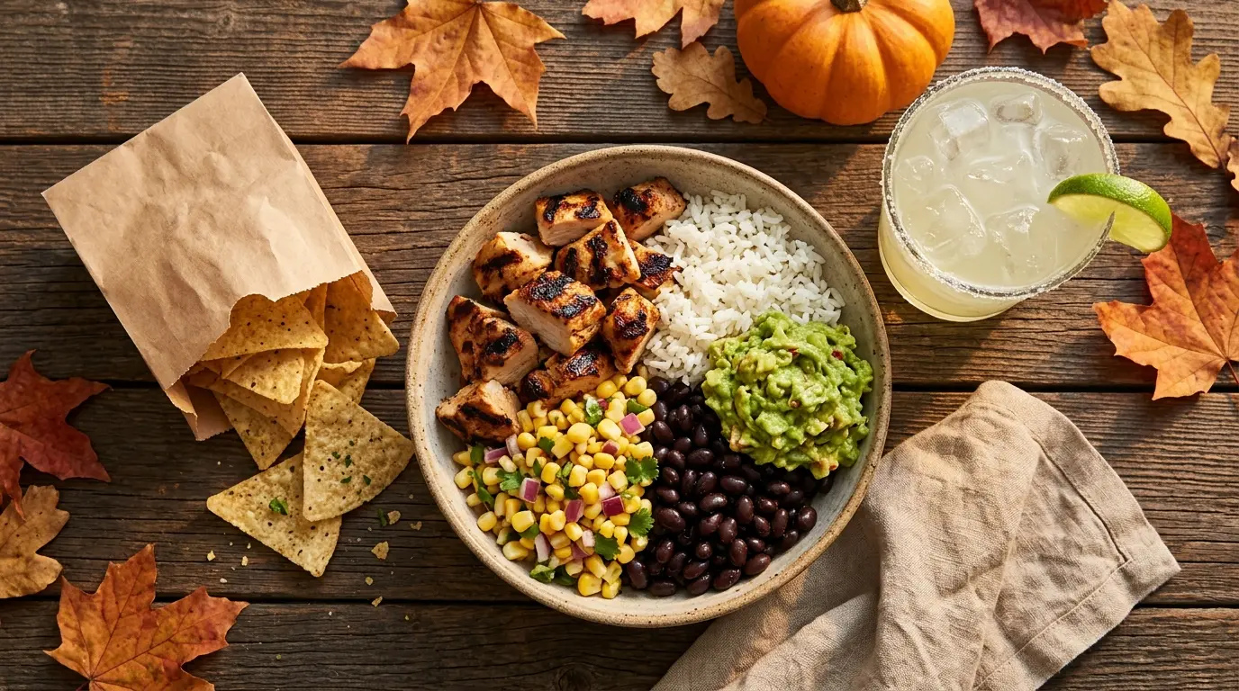 Chipotle seasonal menu 2026 with Pollo Asado bowl, Chili Lime Chips and margarita